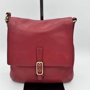 Vinatge Coach Legacy Flap Red Leather Crossbody Messenger Handbag 9592